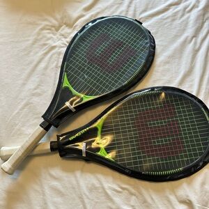 Wilson Black Tennis Rackets with Neon Green Accents